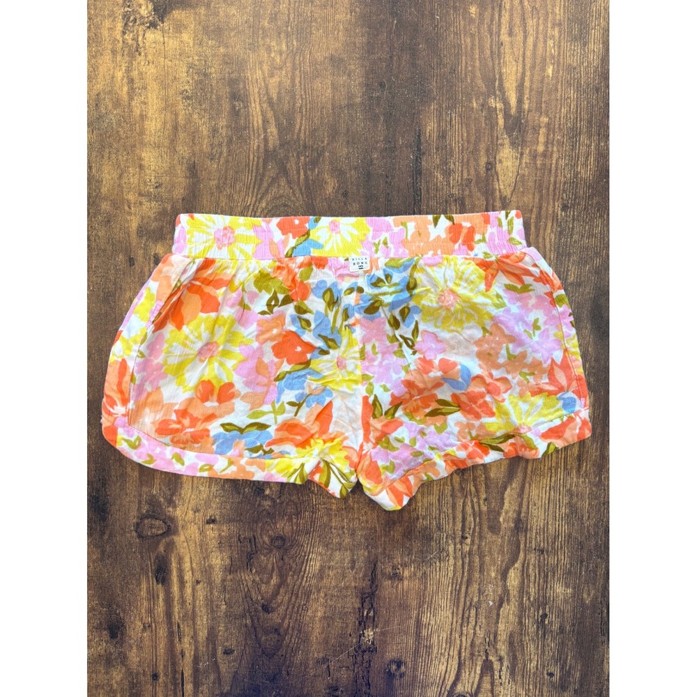 Billabong Girls Floral Shorts Multicolor Elastic Waist Drawstring Size Large